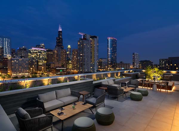 Bar en la azotea Chicago Rooftop en Nobu Hotel en Chicago