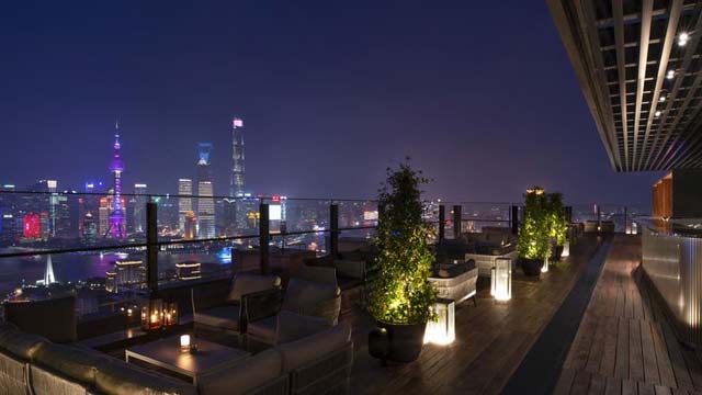 Rooftop bar La Terrazza at Bulgari Hotel Shanghai in Shanghai