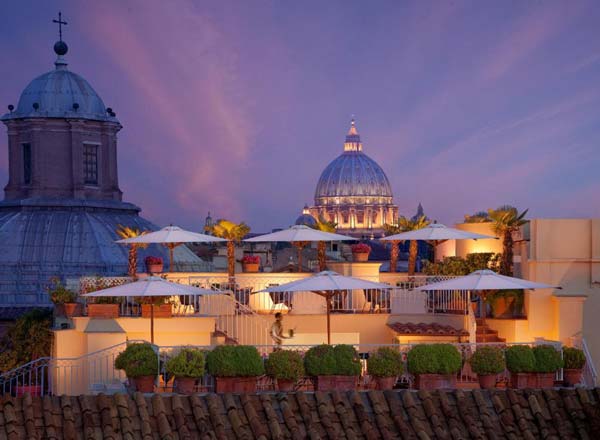 Bar en la azotea Mater Terrae en Bio Hotel Raphael en Roma